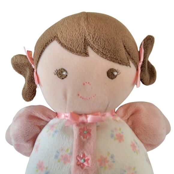 Baby Starters Brunette Plush Doll 10" Floral Pajamas Soft Baby Girl Stuffed Toy - Picture 3 of 8